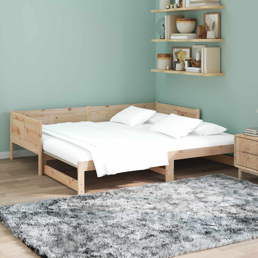 Uittrekbare Dagbed Naturel 180 x 200 cm Massief grenenhout