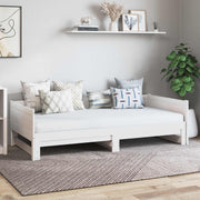 Uittrekbed 180x200 cm massief grenenhout wit
