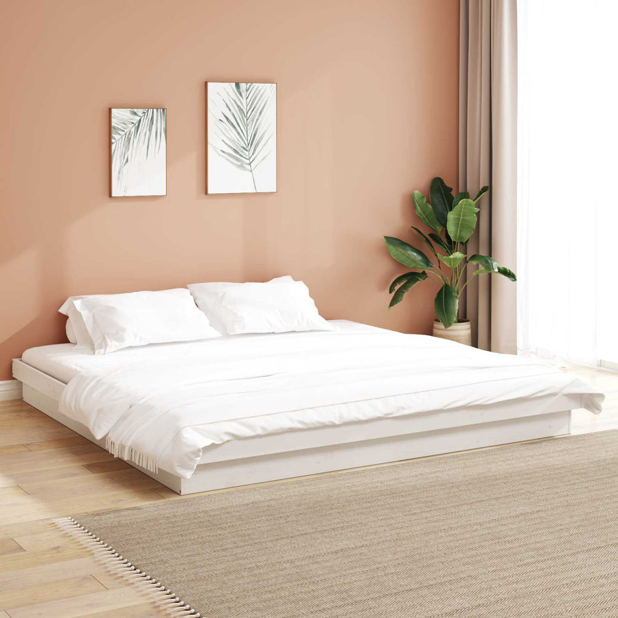 Bedframe Wit 200 x 200 cm Massief grenenhout