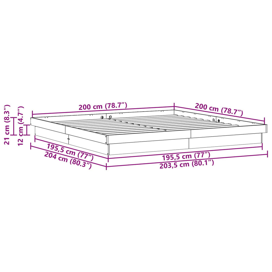 Bedframe Wit 200 x 200 cm Massief grenenhout