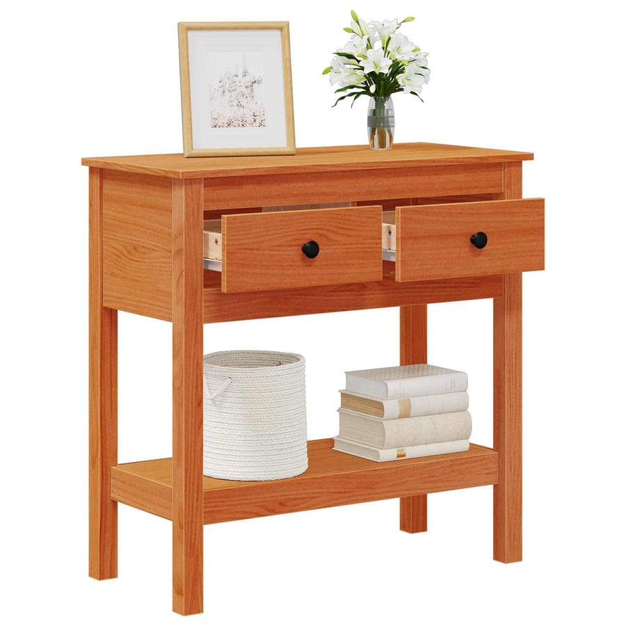 Wandtafel met lade Wasbruin 75 x 35 x 75 cm Massief Grenen Hout