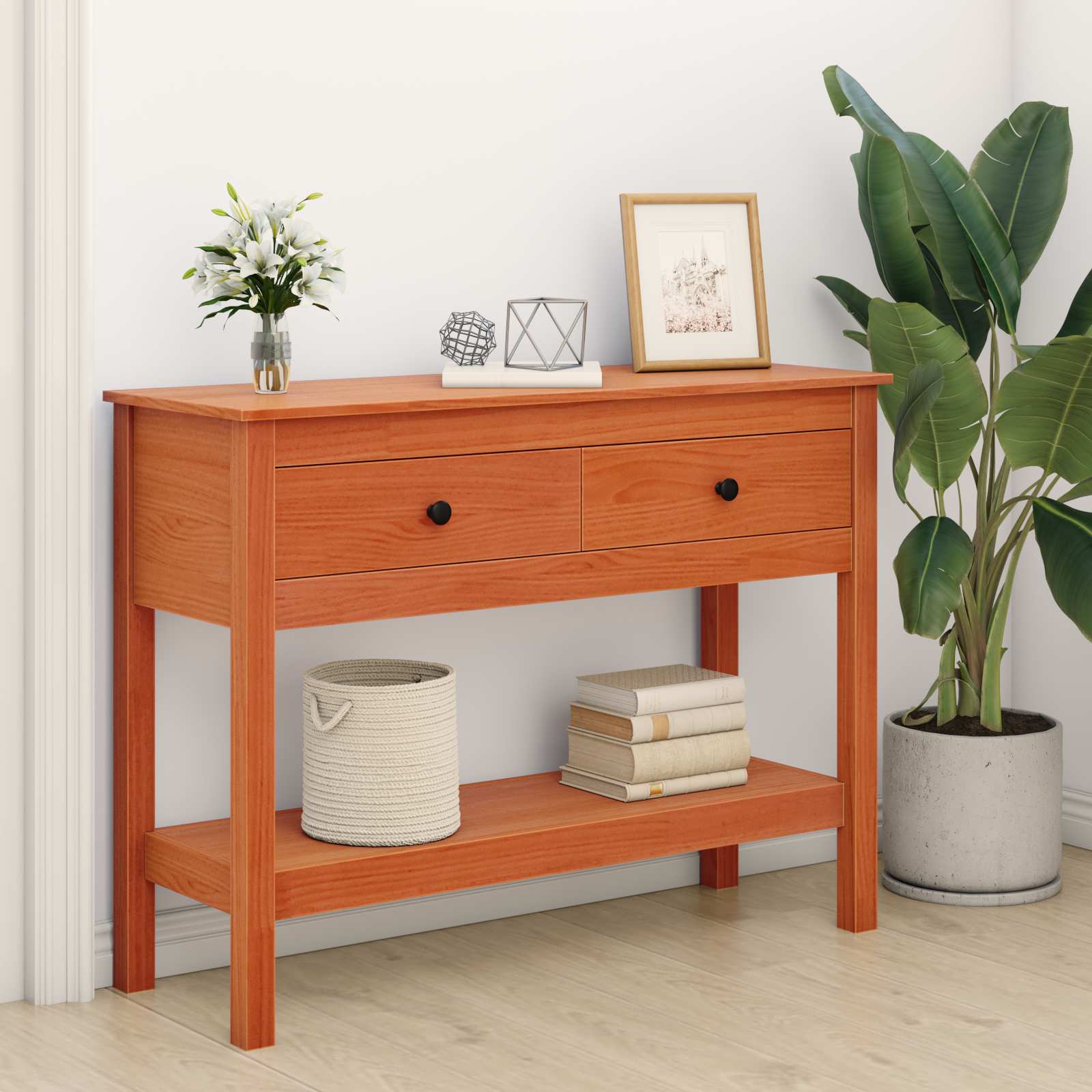 Wandtafel Wasbruin 100 x 35 x 75 cm Massief Grenen Hout