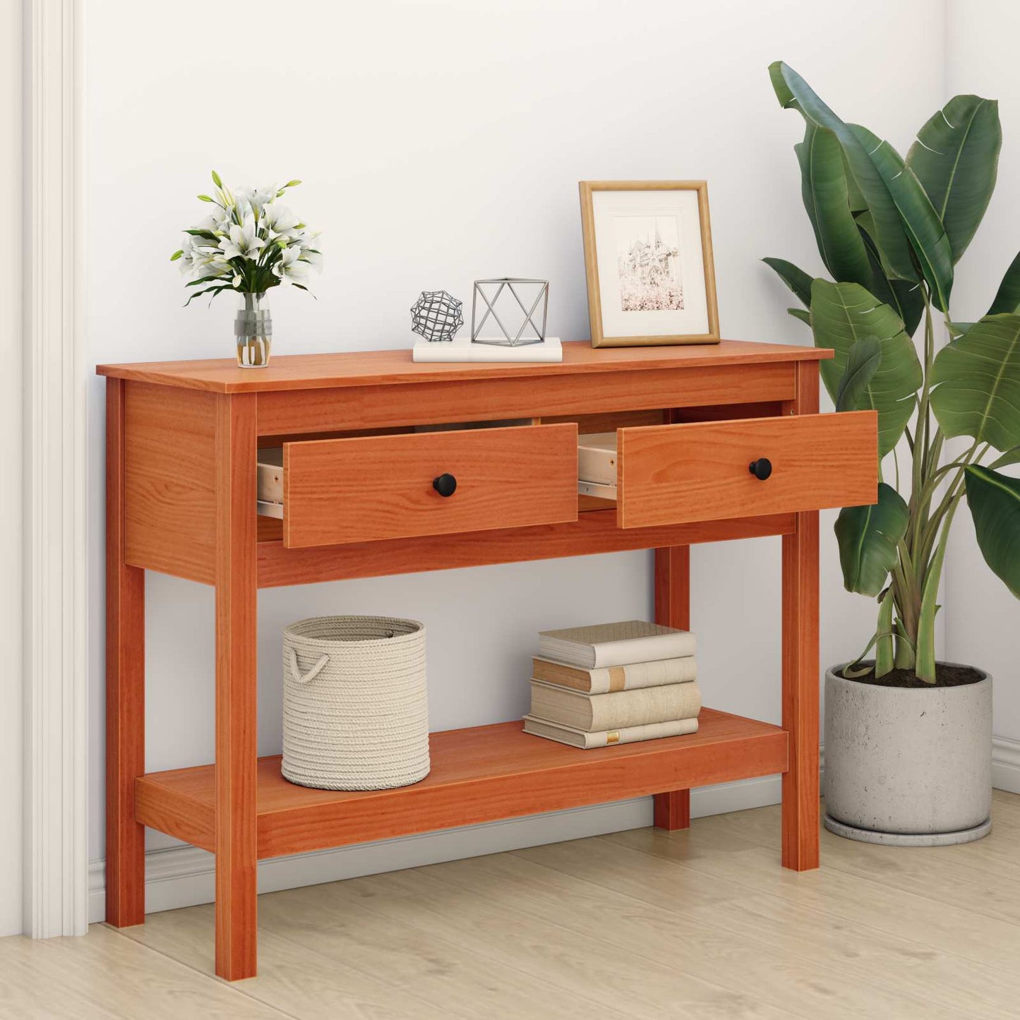 Wandtafel Wasbruin 100 x 35 x 75 cm Massief Grenen Hout