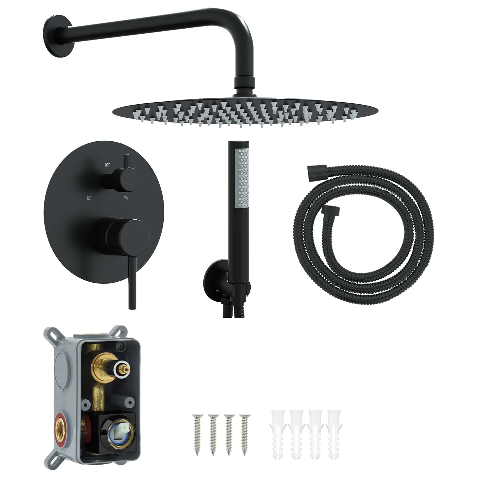 Verborgen Douche Systeem (Rond) Zwart RVS 201