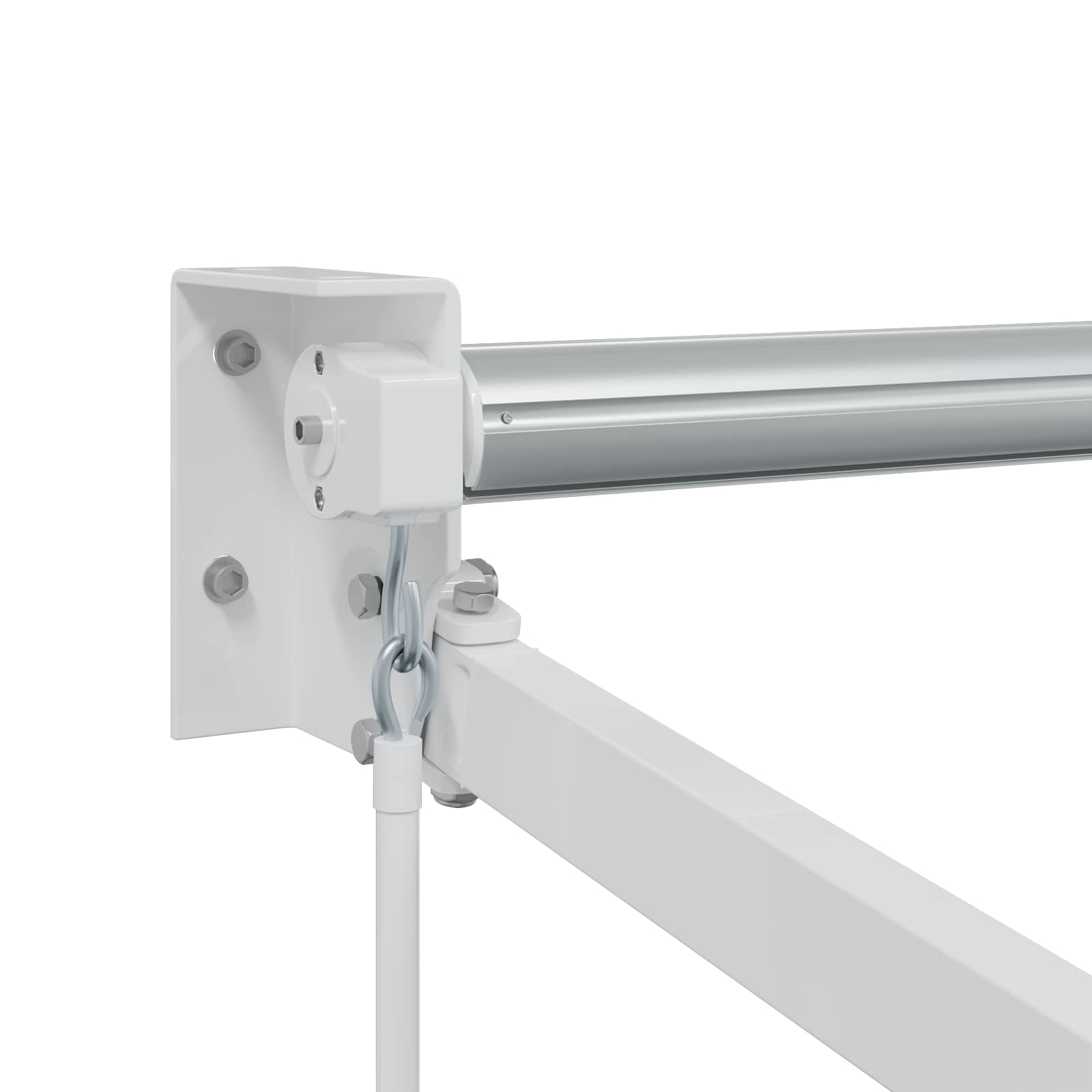 Handmatig uitschuifbaar zonnescherm Wit 3,5 x 2 m Aluminium