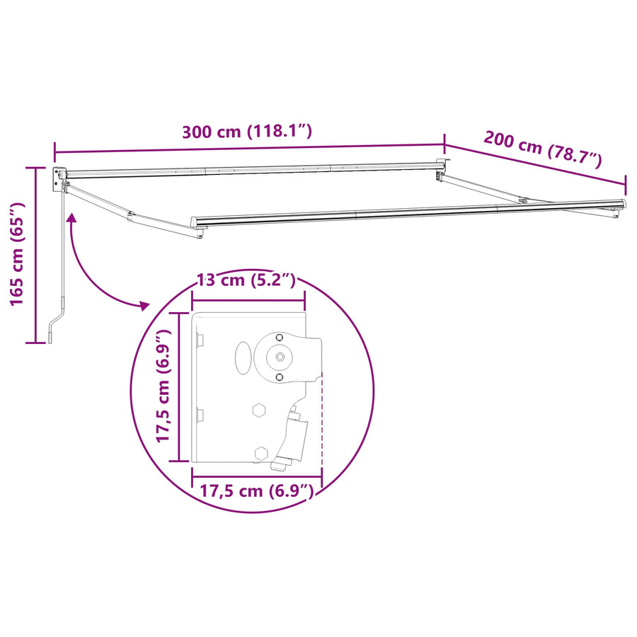 Handmatig uitschuifbaar zonnescherm Antraciet 3 x 2 m Aluminium