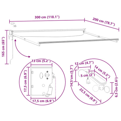 Elektrisch uitschuifbaar zonnescherm frame Antraciet 3 x 2 m