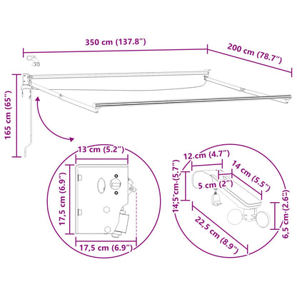 Elektrisch uitschuifbaar zonnescherm frame Antraciet 3,5 x 2 m
