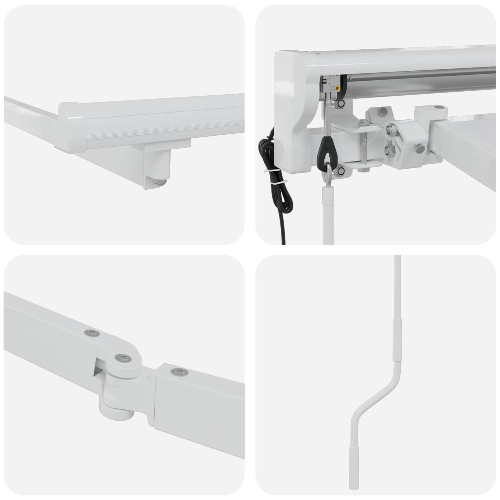 Elektrisch uitschuifbaar zonnescherm frame Wit 5 x 3 m Staal