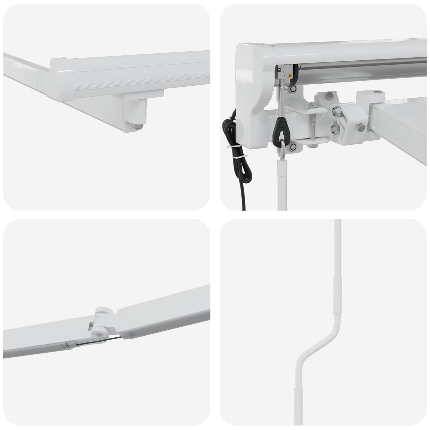 Elektrisch Zonnescherm Frame met LED's Wit 4 x 2 m Aluminium