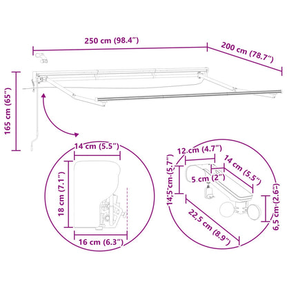Elektrisch Zonnescherm Frame met LED's Antraciet 2,5 x 2 m