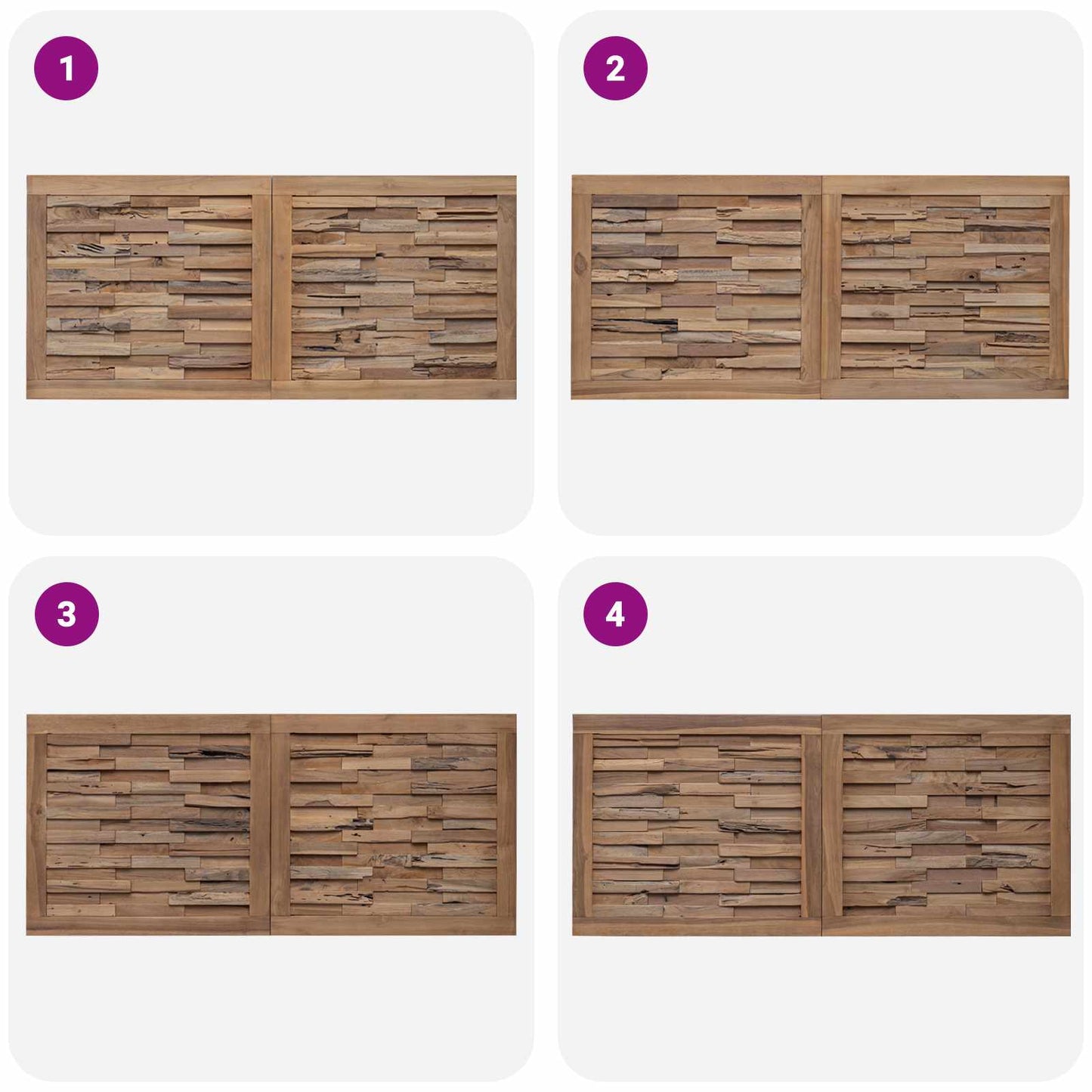 Hoofdbord Wandgemonteerd Naturel 120 cm Massief Teakhout