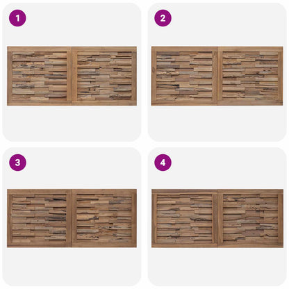 Hoofdbord Wandgemonteerd Naturel 120 cm Massief Teakhout