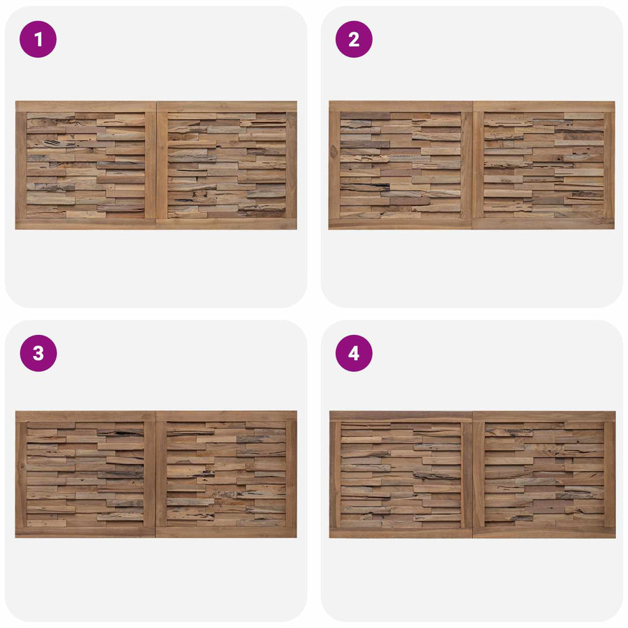 Hoofdbord Wandgemonteerd Naturel 120 cm Massief Teakhout