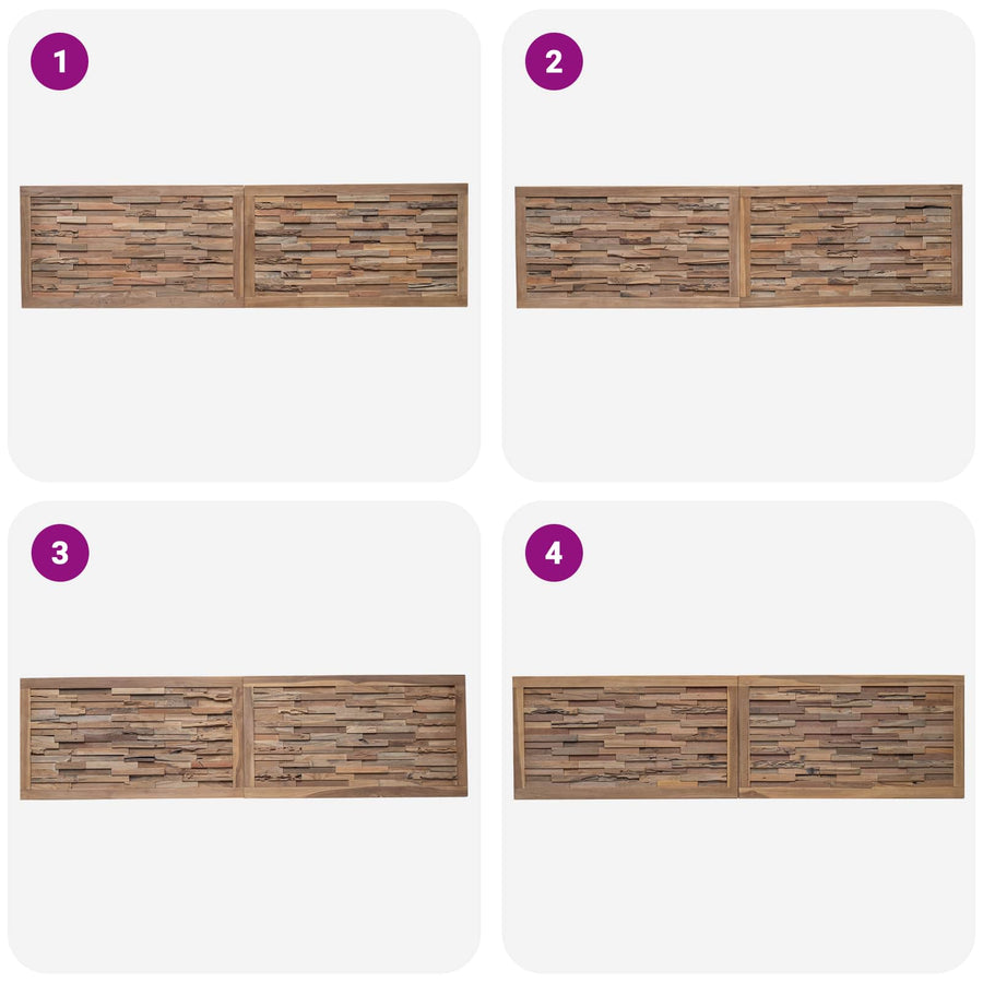 Hoofdbord Wandgemonteerd Naturel 200 cm Massief Teakhout
