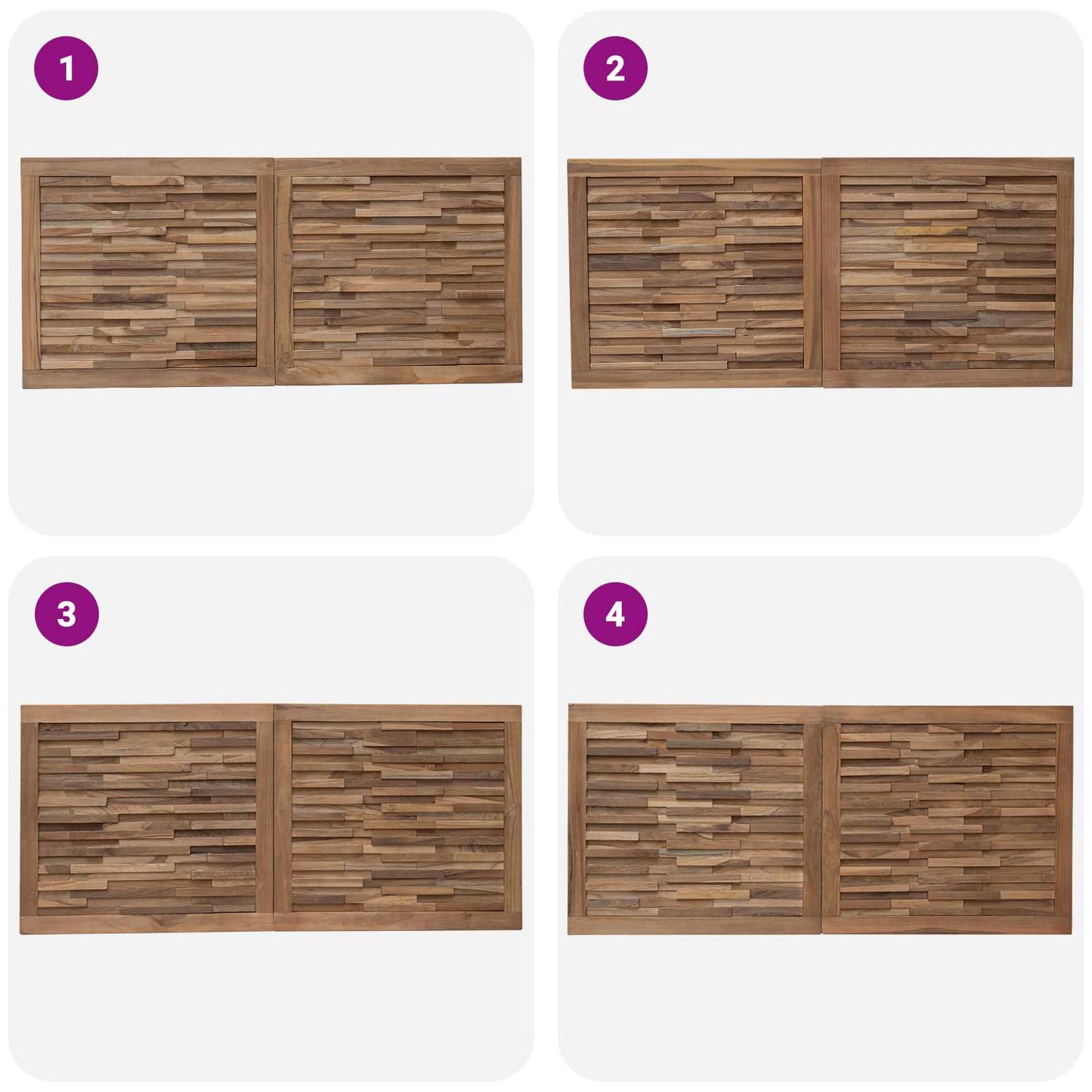 Hoofdbord Wandgemonteerd Naturel 120 cm Massief Teakhout