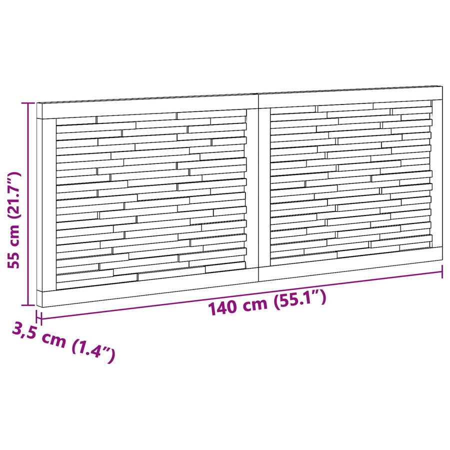 Hoofdbord Wandgemonteerd Naturel 140 cm Massief Teakhout