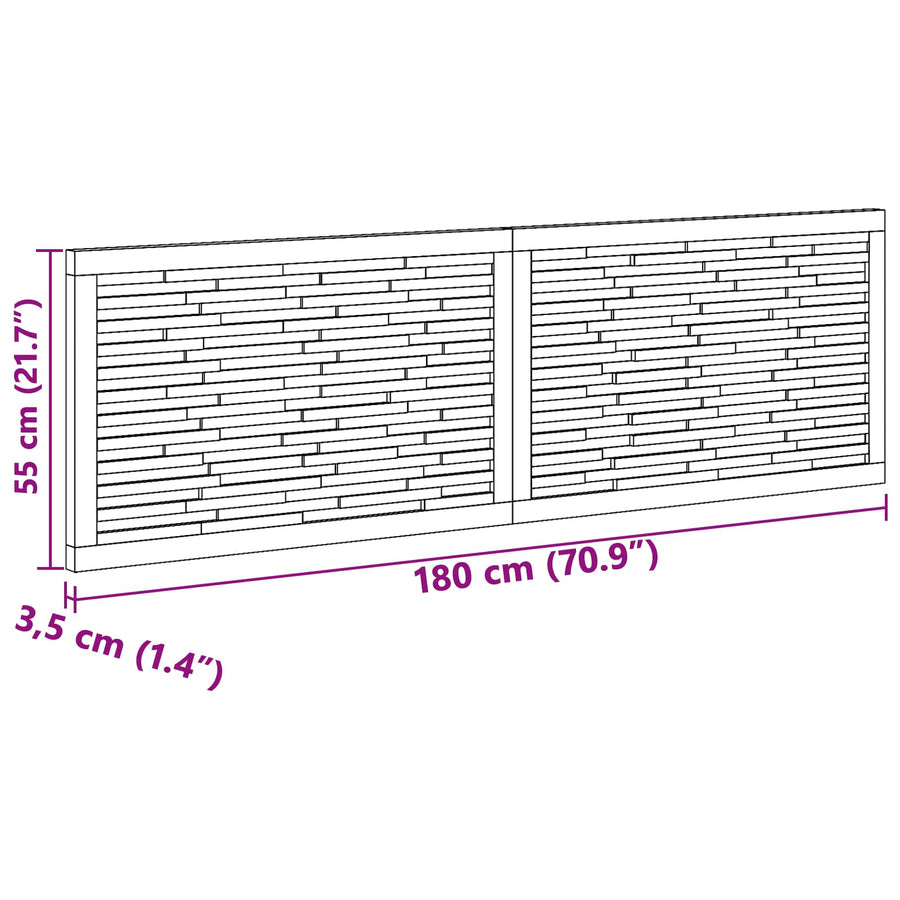 Hoofdbord Wandgemonteerd Naturel 180 cm Massief Teakhout