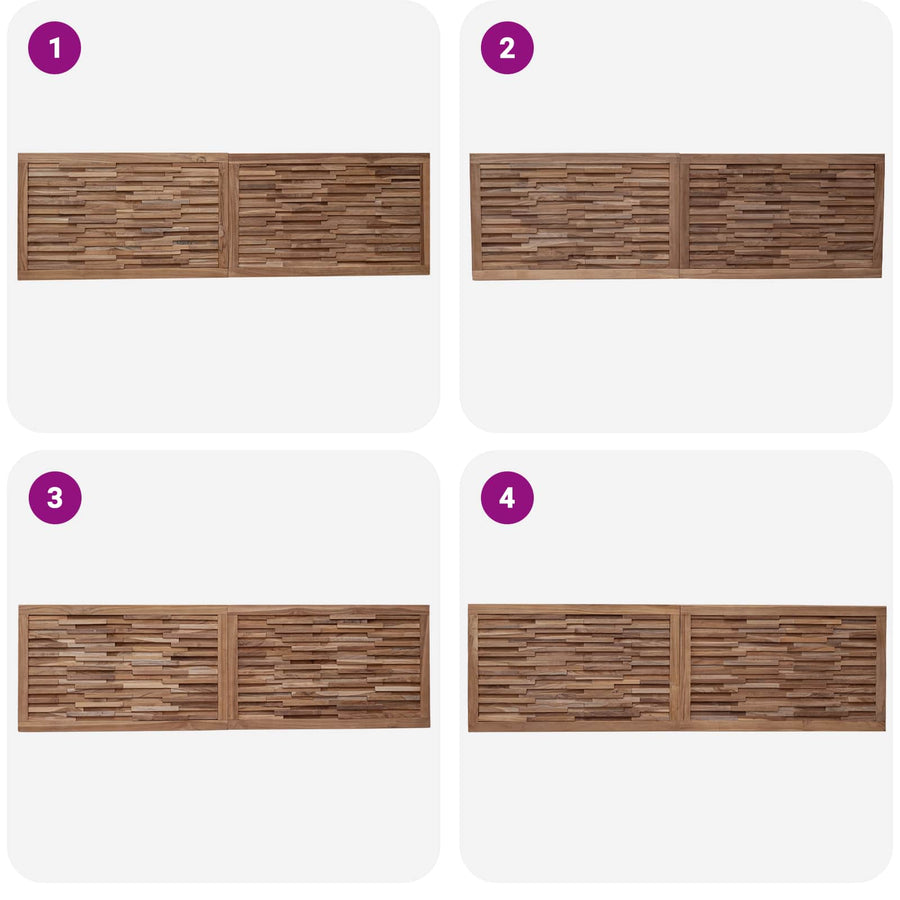 Hoofdbord Wandgemonteerd Naturel 180 cm Massief Teakhout