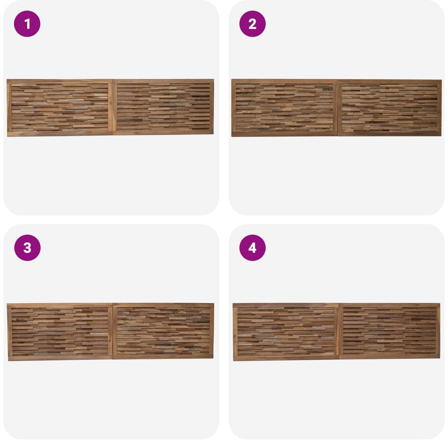Hoofdbord Wandgemonteerd Naturel 200 cm Massief Teakhout