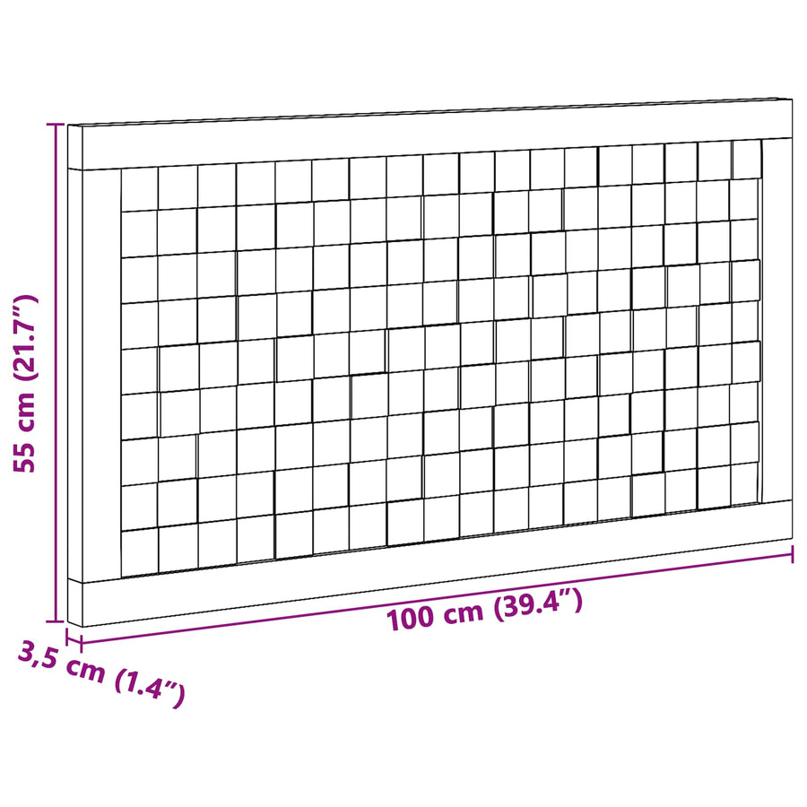 Hoofdbord Wandgemonteerd Naturel 100 cm Massief Teakhout
