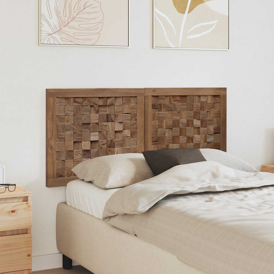Hoofdbord Wandgemonteerd Naturel 120 cm Massief Teakhout