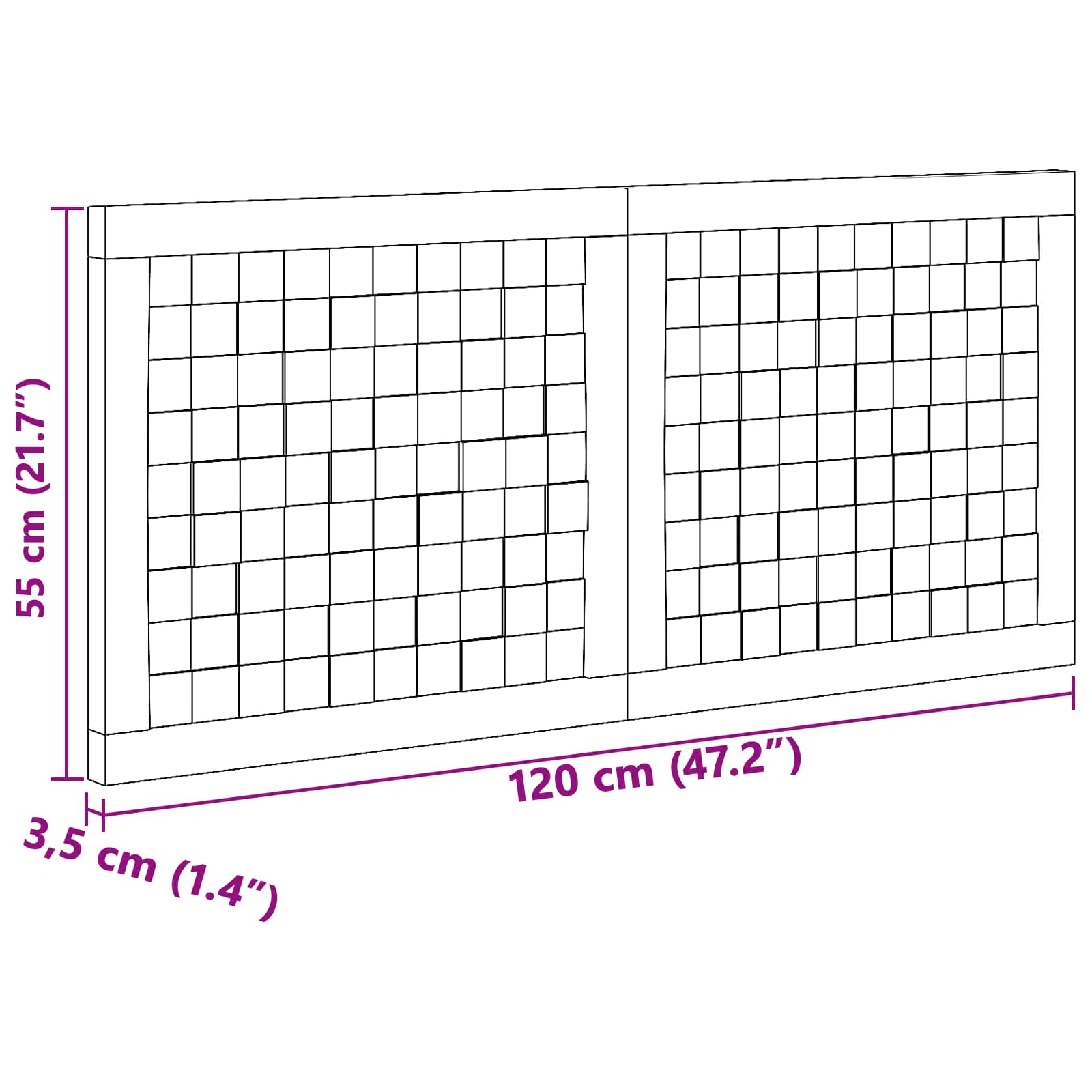Hoofdbord Wandgemonteerd Naturel 120 cm Massief Teakhout