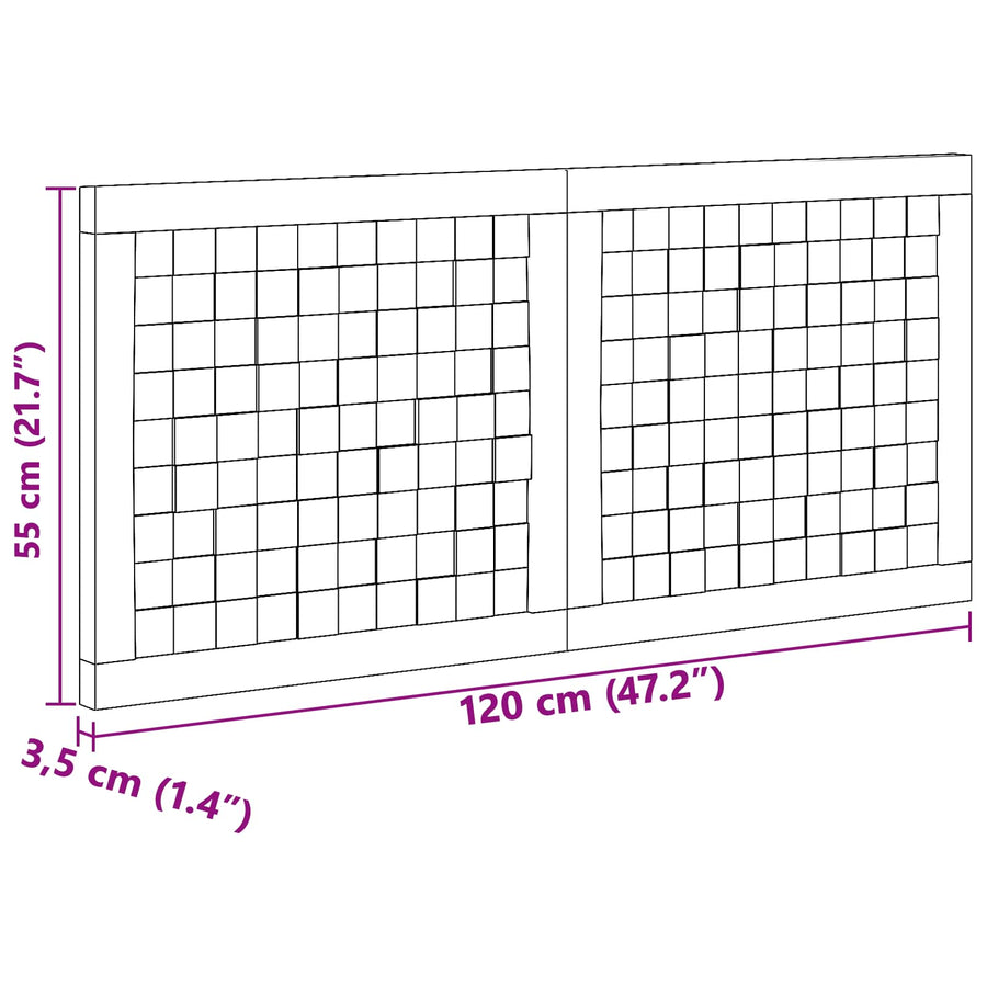 Hoofdbord Wandgemonteerd Naturel 120 cm Massief Teakhout