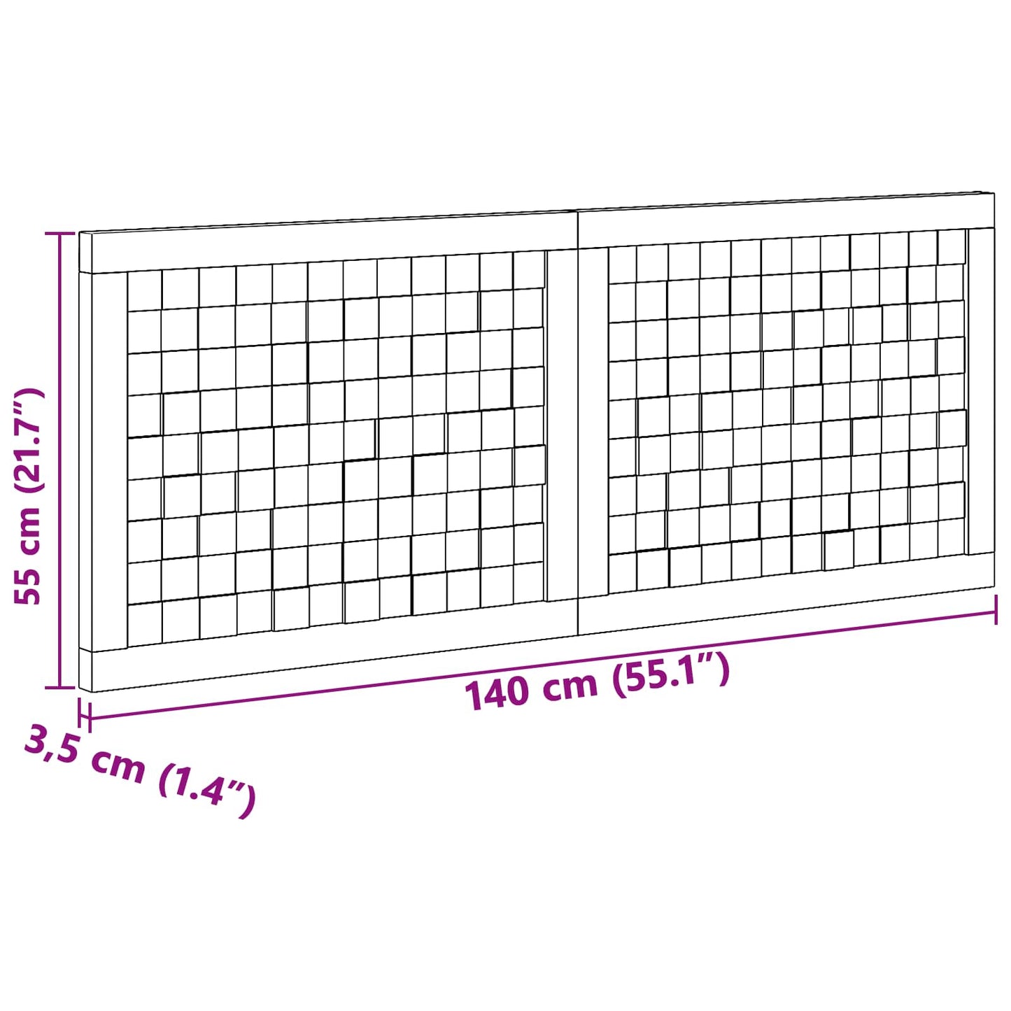 Hoofdbord Wandgemonteerd Naturel 140 cm Massief Teakhout