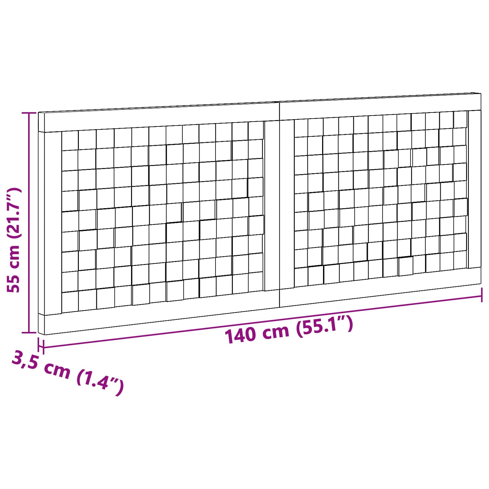 Hoofdbord Wandgemonteerd Naturel 140 cm Massief Teakhout