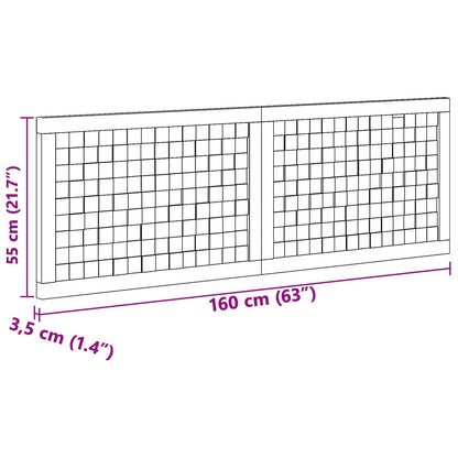 Hoofdbord Wandgemonteerd Naturel 160 cm Massief Teakhout