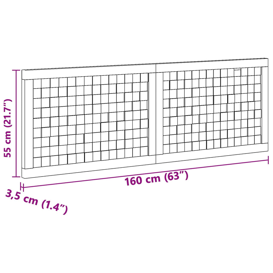 Hoofdbord Wandgemonteerd Naturel 160 cm Massief Teakhout