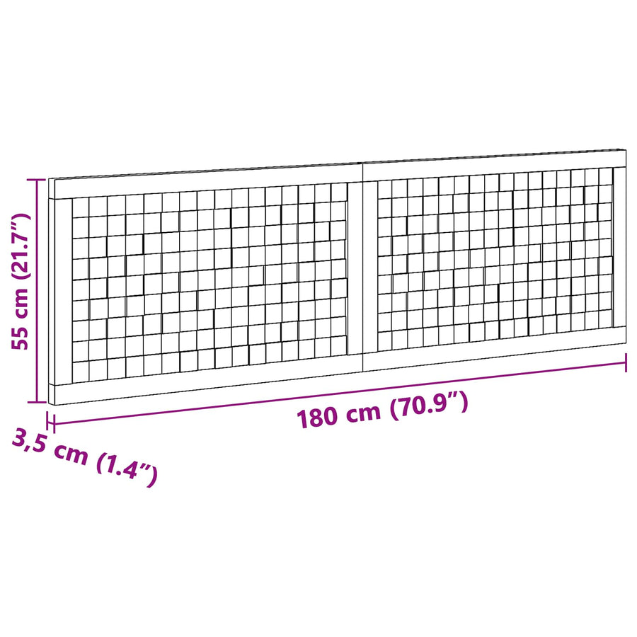 Hoofdbord Wandgemonteerd Naturel 180 cm Massief Teakhout