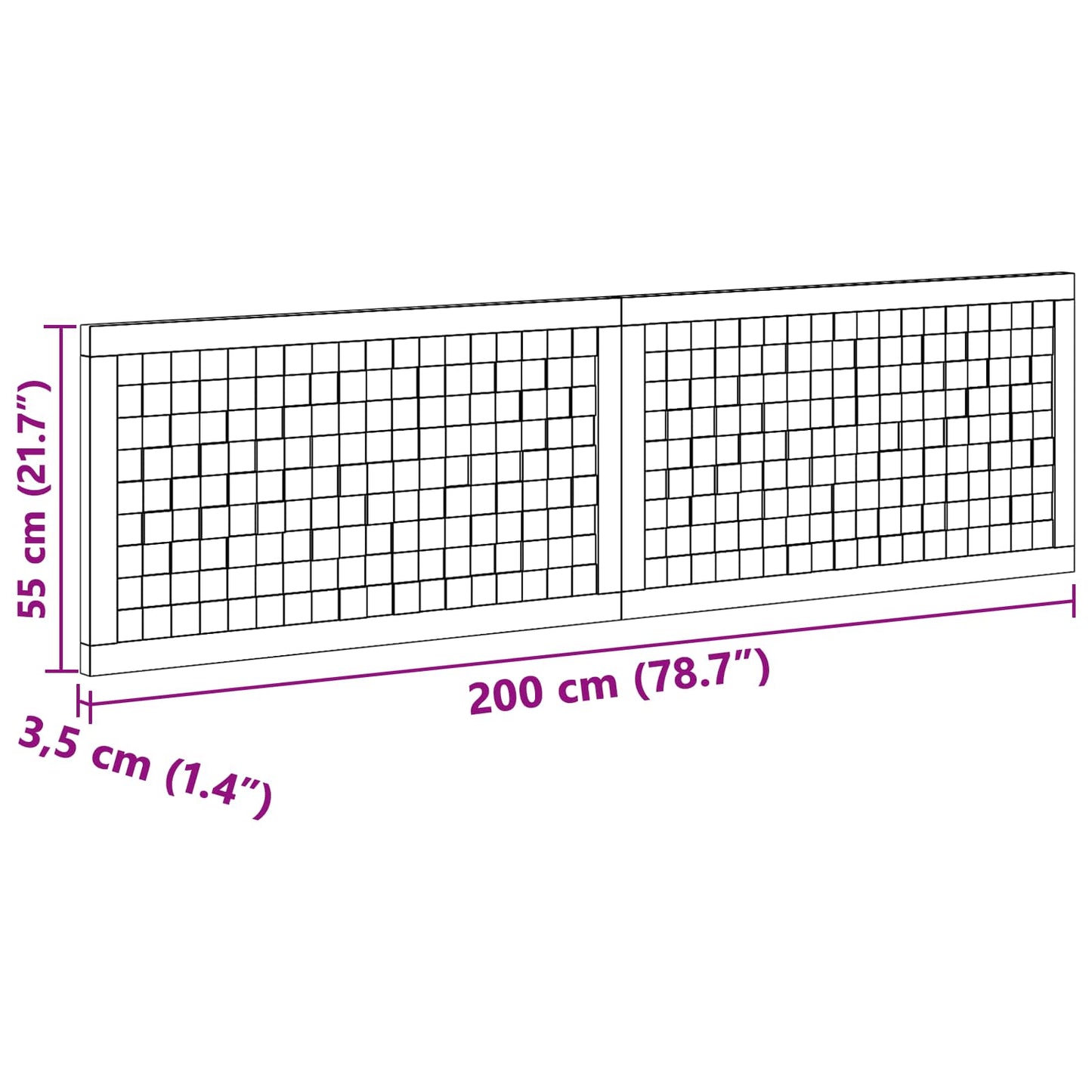 Hoofdbord Wandgemonteerd Naturel 200 cm Massief Teakhout