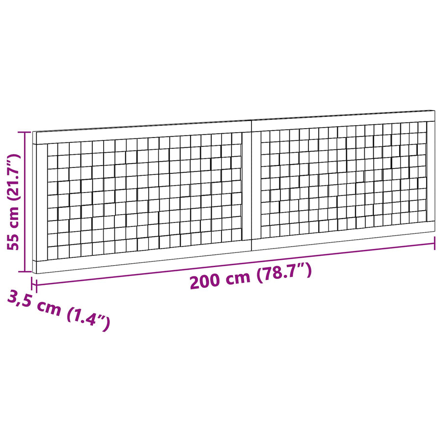 Hoofdbord Wandgemonteerd Naturel 200 cm Massief Teakhout