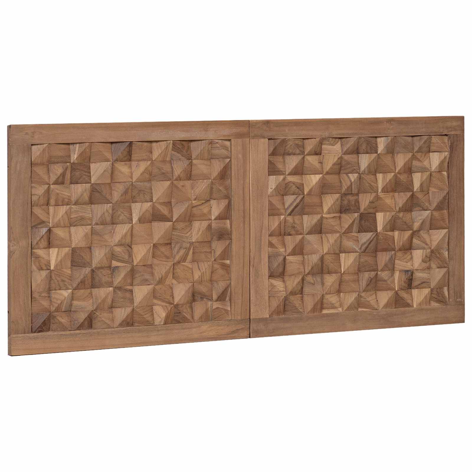 Hoofdbord Wandgemonteerd Naturel 120 cm Massief Teakhout