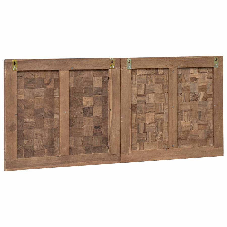 Hoofdbord Wandgemonteerd Naturel 120 cm Massief Teakhout