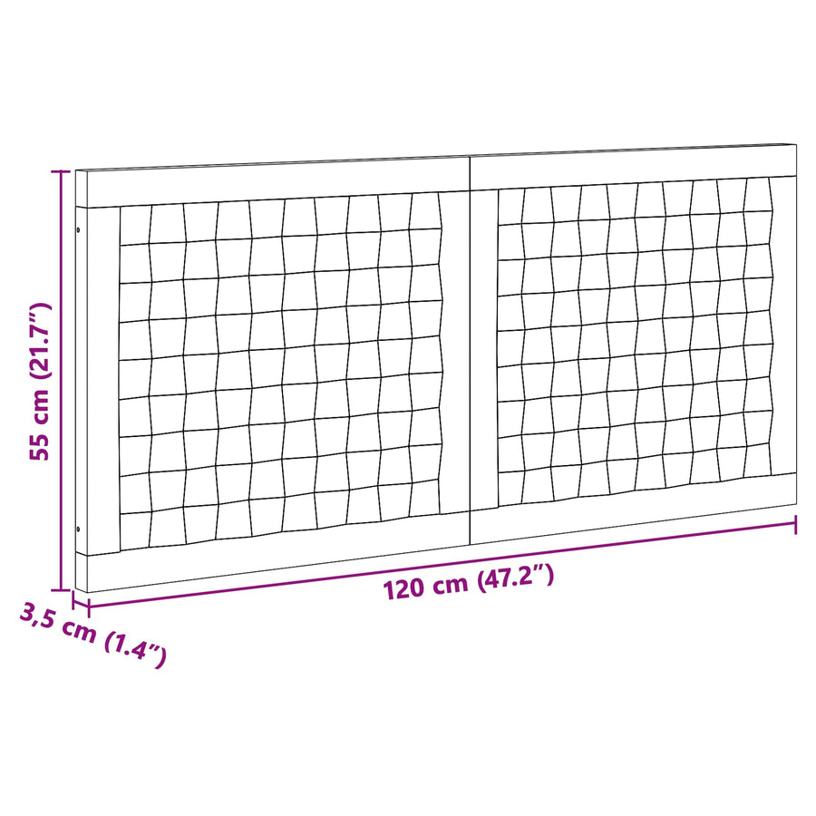 Hoofdbord Wandgemonteerd Naturel 120 cm Massief Teakhout