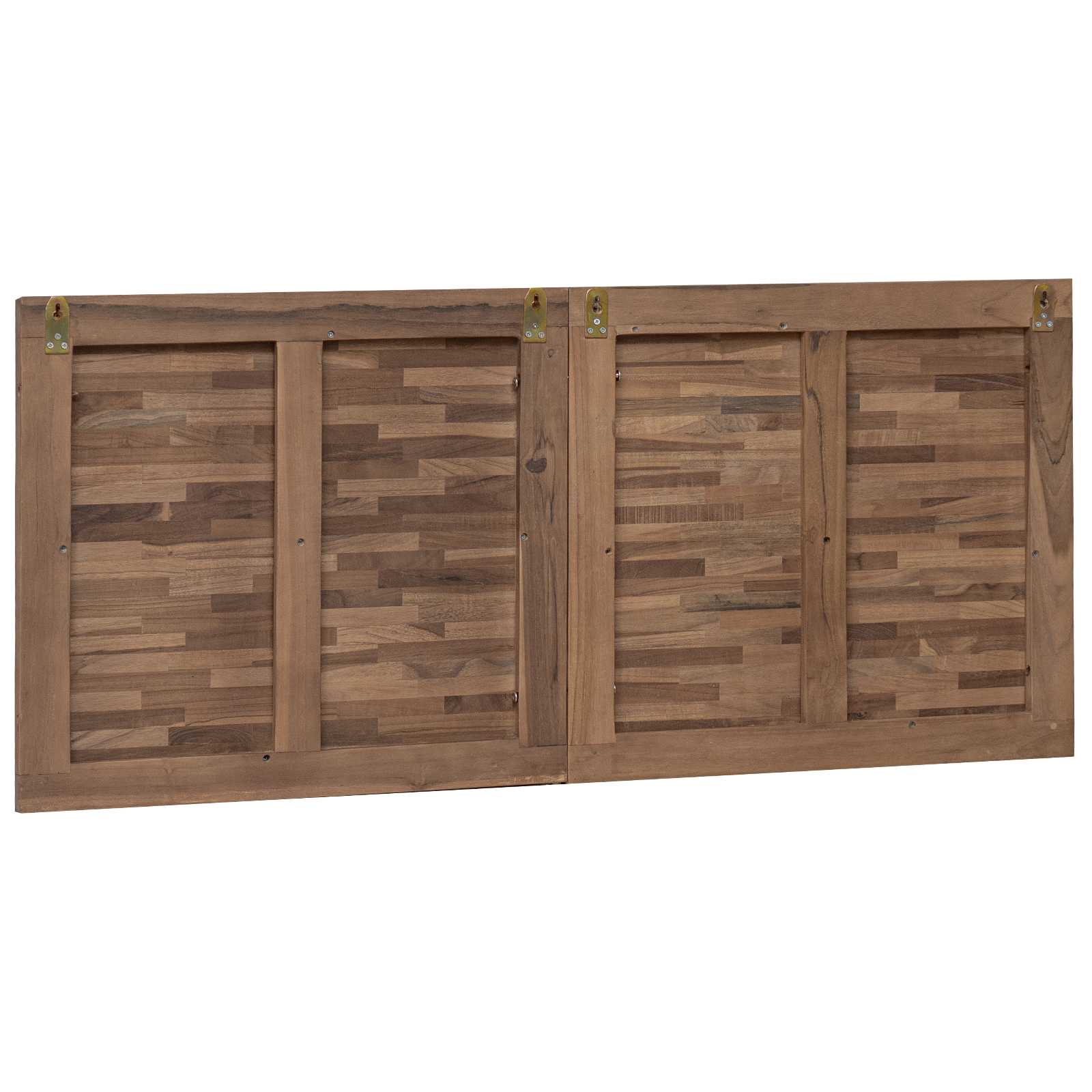 Hoofdbord Wandgemonteerd Naturel 120 cm Massief Teakhout
