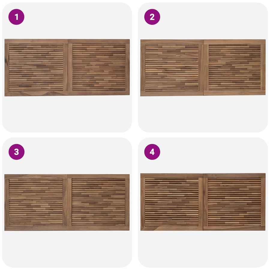Hoofdbord Wandgemonteerd Naturel 120 cm Massief Teakhout