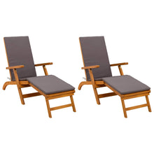 Ligstoelkentingen en opvouwbare zonnebader 2 pcs Grijs