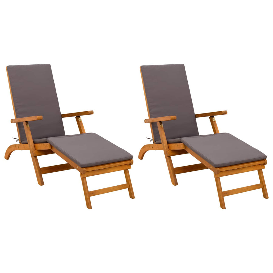 Ligstoelkentingen en opvouwbare zonnebader 2 pcs Grijs