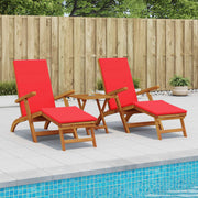 Ligstoelen massief acaciahout rood 2 stuks 55x146x91 cm