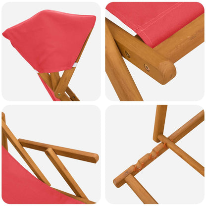 Ligstoel 3 Positie massief eucalyptushout Rood
