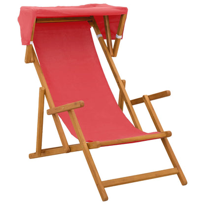 Ligstoel 3 Positie massief eucalyptushout Rood