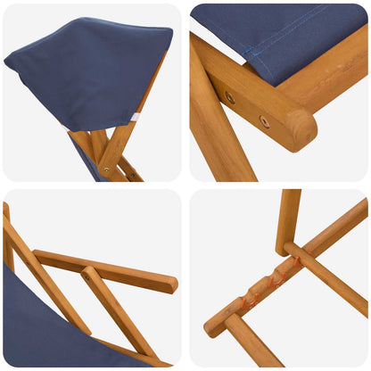 Ligstoel 3 Positie massief eucalyptushout Blauw