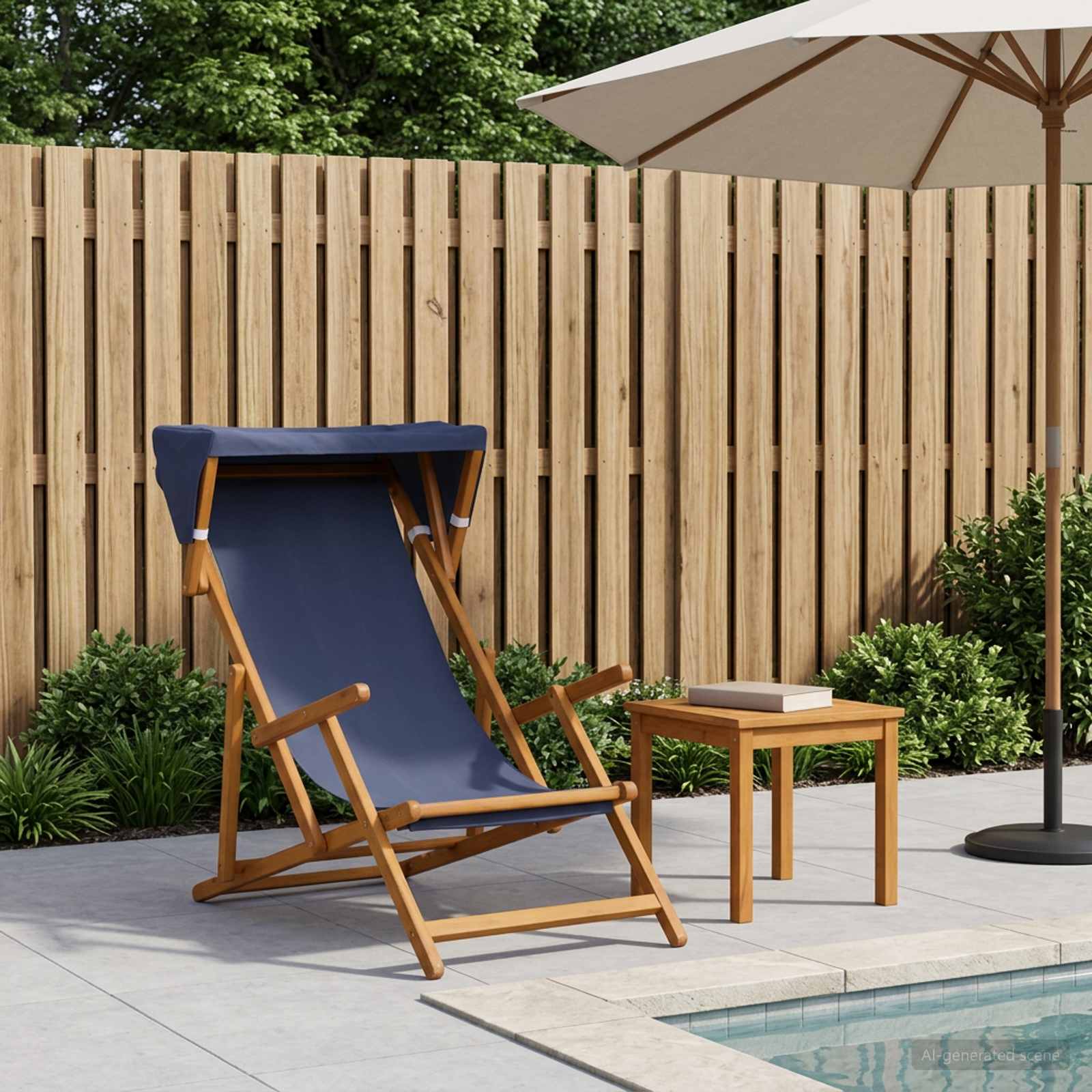 Ligstoel 3 Positie massief eucalyptushout Blauw