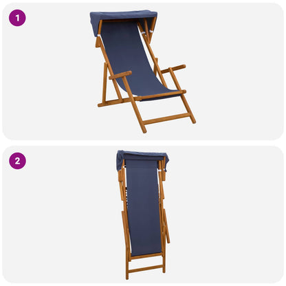 Ligstoel 3 Positie massief eucalyptushout Blauw