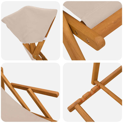 Ligstoel 3 Positie massief eucalyptushout Beige
