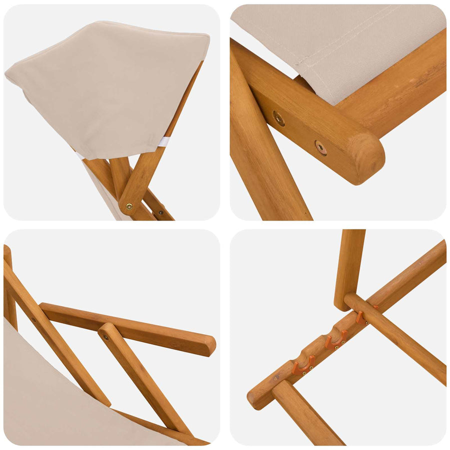 Ligstoel 3 Positie massief eucalyptushout Beige